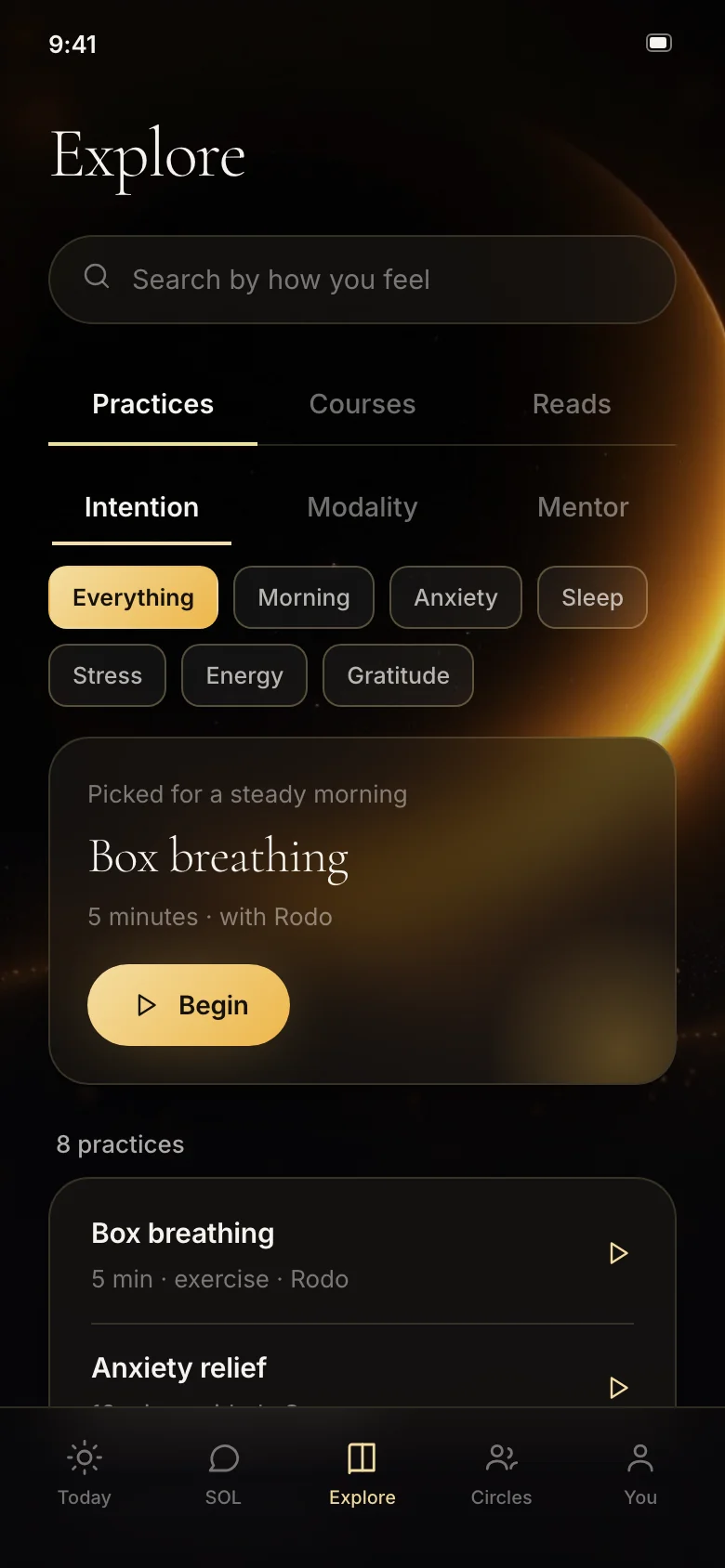 The SOL library: practices, courses and reads, searched by how you feel